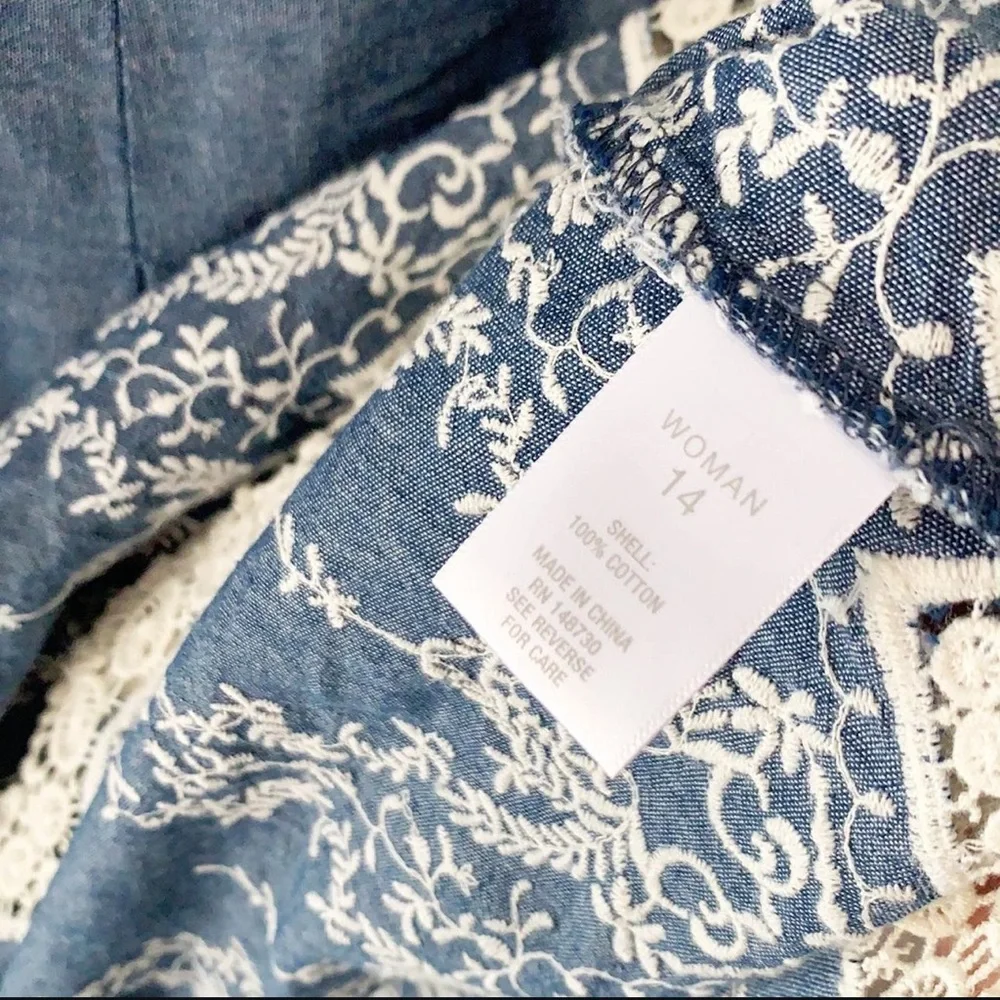 🌿Final Sale‎ Westport 1962 Lace Trim Blue Dress